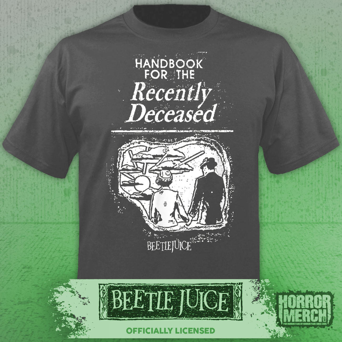 Beetlejuice - Handbook For The Recently Deceased Mens Shirt (Gray)