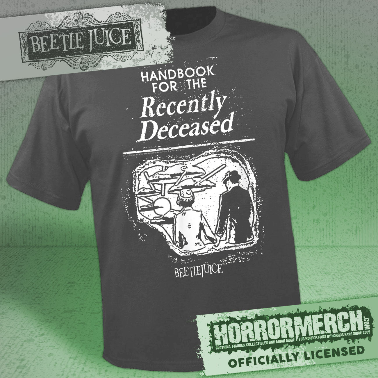 Beetlejuice - Handbook For The Recently Deceased Mens Shirt (Gray)