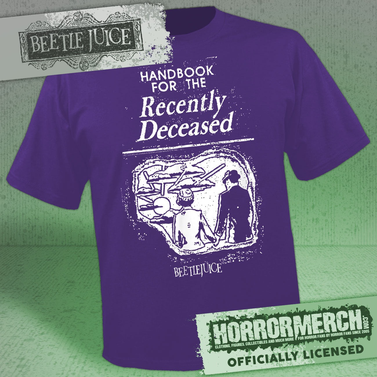 Beetlejuice - Handbook For The Recently Deceased Mens Shirt (Purple)