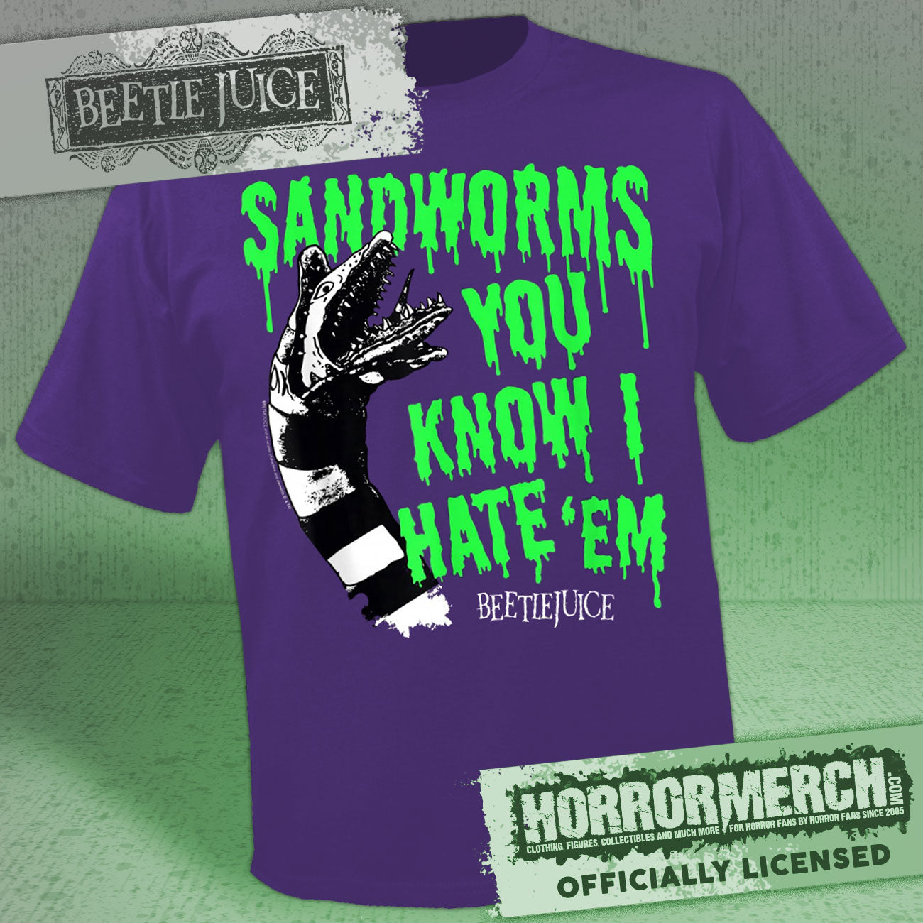 Beetlejuice - Sandworms Mens Shirt (Purple)