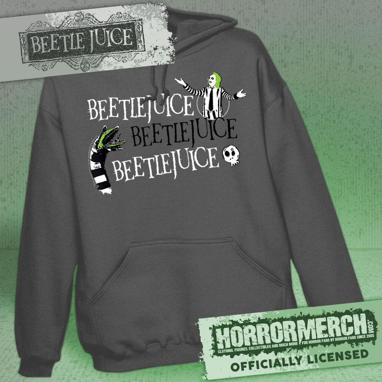 Beetlejuice - Beetlejuce Hooded Sweatshirt (Gray)