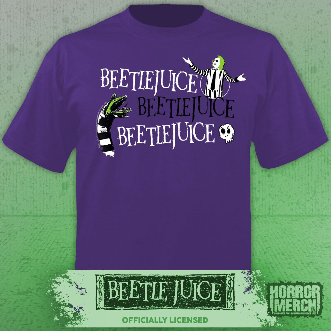 Beetlejuice - Beetlejuce Mens Shirt (Purple)