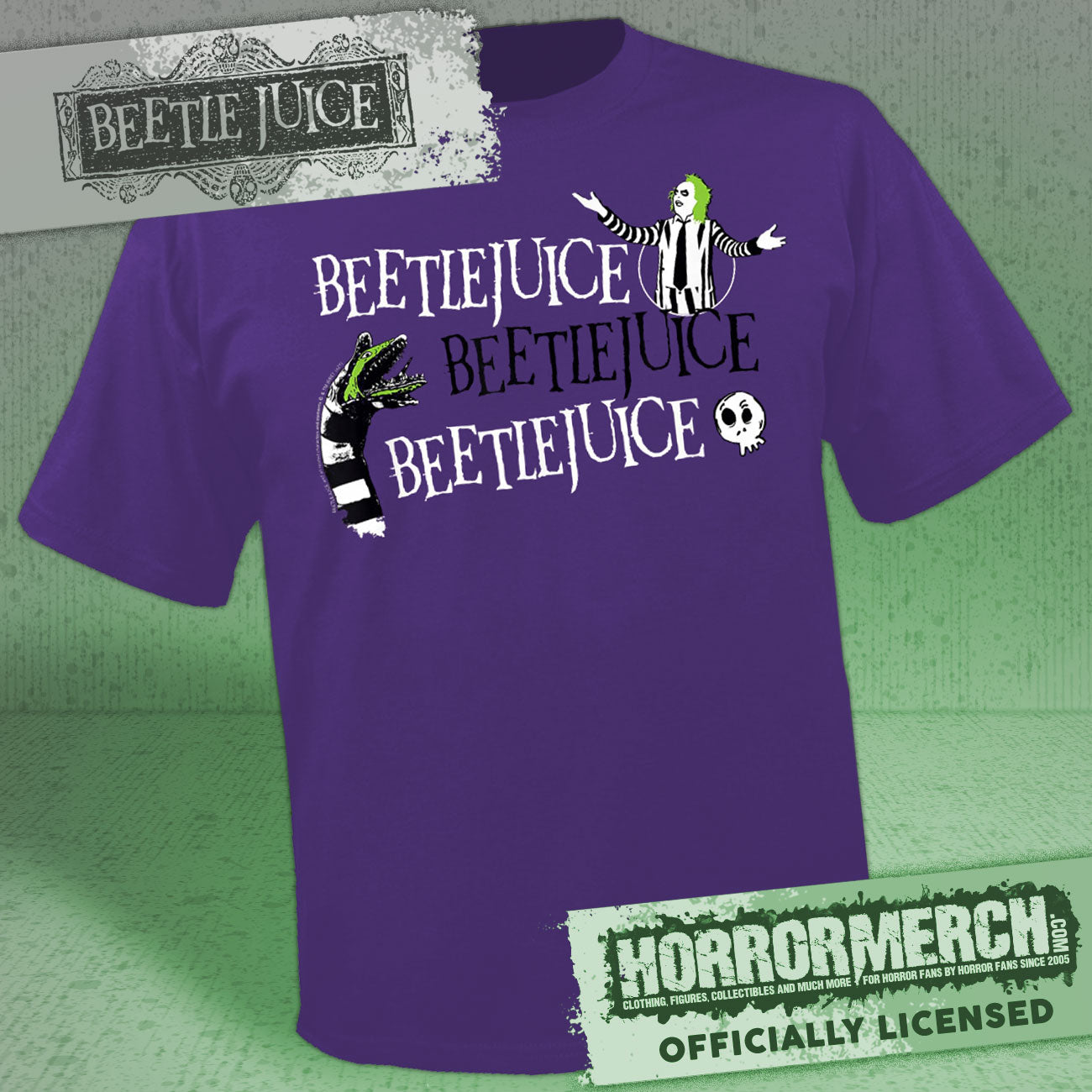 Beetlejuice - Beetlejuce Mens Shirt (Purple)