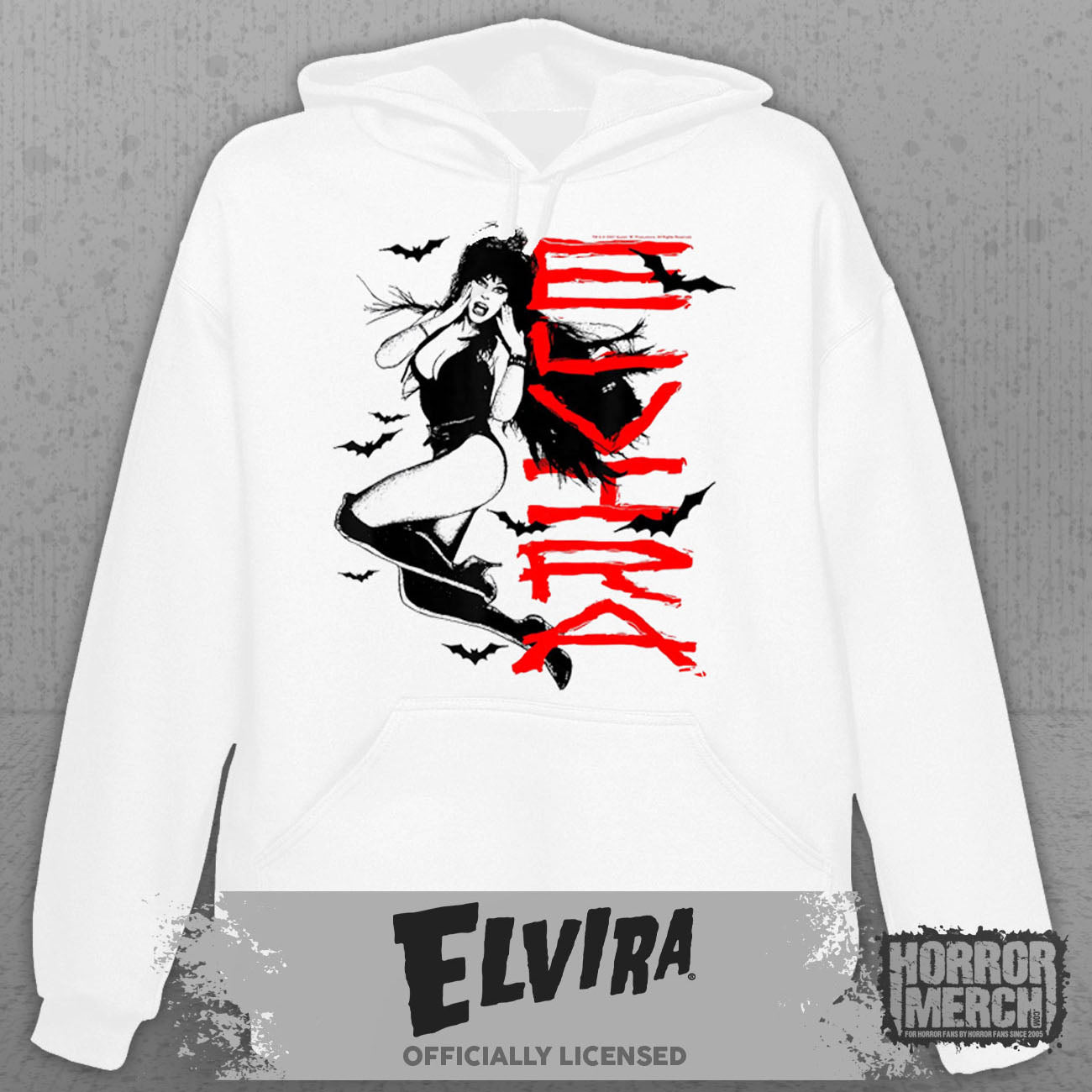 Elvira - Bats Hooded Sweatshirt (White)