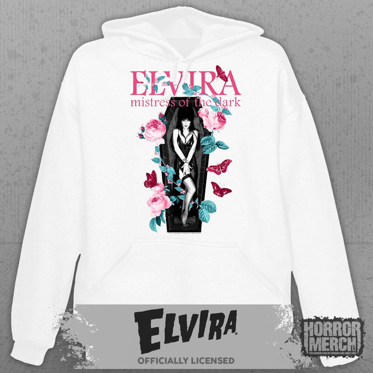 Elvira - Coffin Hooded Sweatshirt (White)
