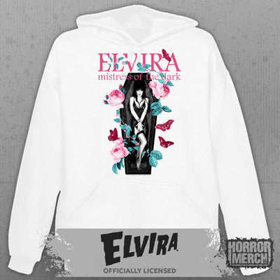 Elvira - Coffin Hooded Sweatshirt (White)
