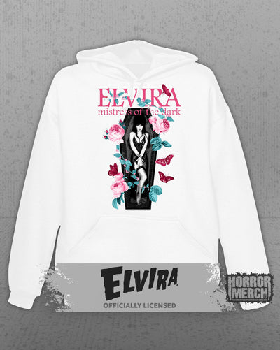 Elvira - Coffin Hooded Sweatshirt (White)