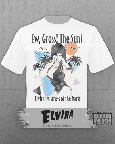 Elvira - Ew Gross The Sun Mens Shirt (White)