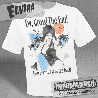 Elvira - Ew Gross The Sun (White) Mens Shirt