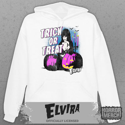 Elvira - Trick Or Treat Pumpkins Hooded Sweatshirt (White)
