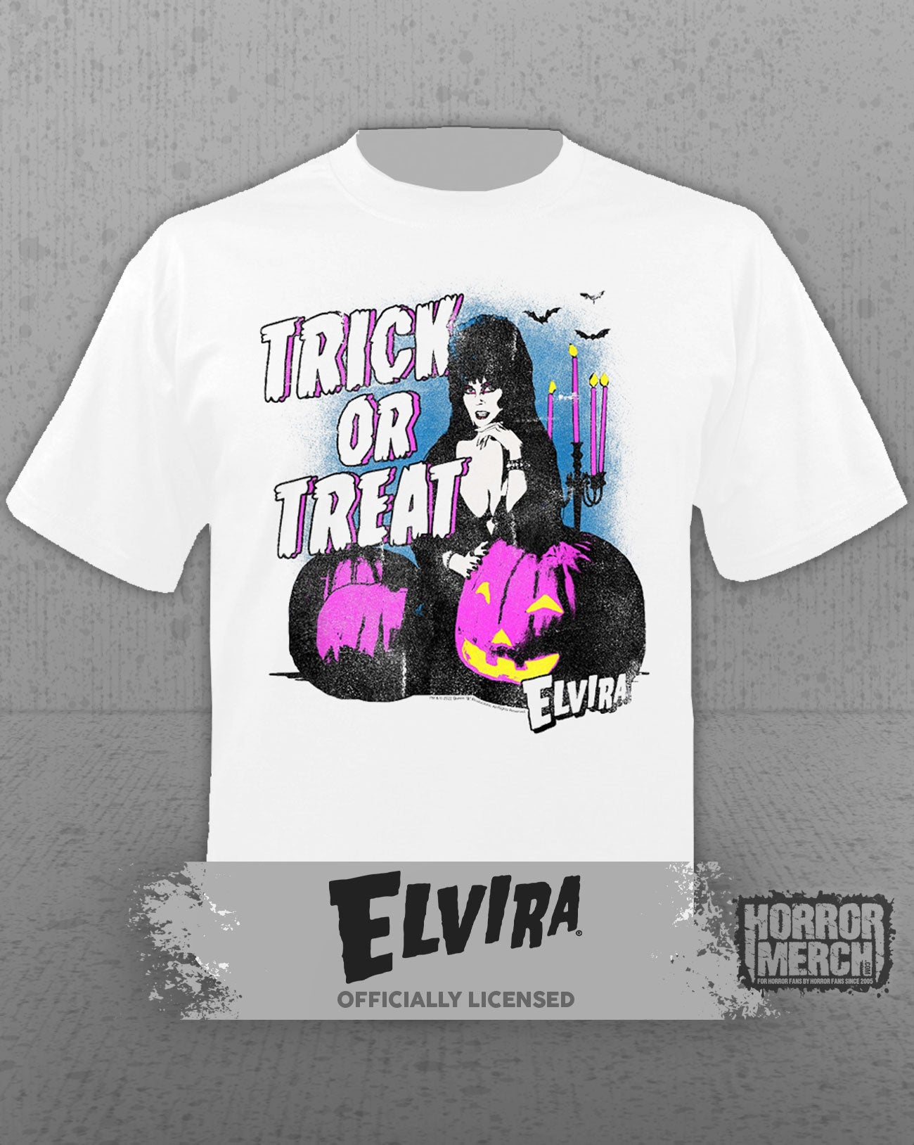 Elvira - Trick Or Treat Pumpkins Womens Shirt (White)