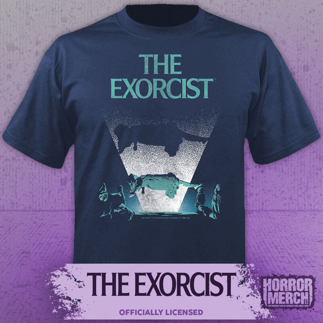 Exorcist - Levitating Poster Mens Shirt (Blue)