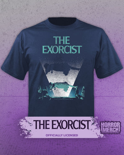Exorcist - Levitating Poster Mens Shirt (Blue)