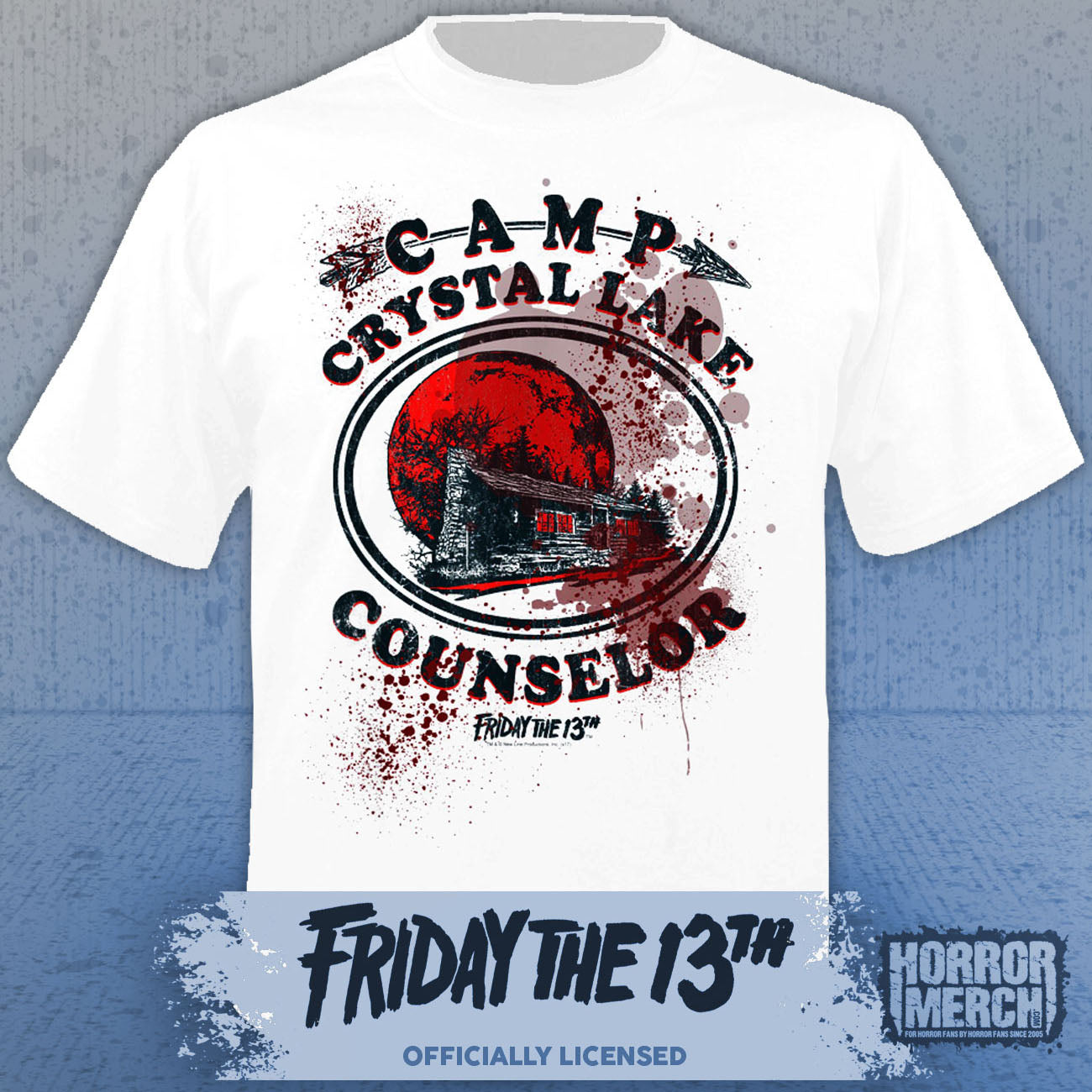 Friday The 13th - Camp Counselor (Bloody) Mens Shirt (White)
