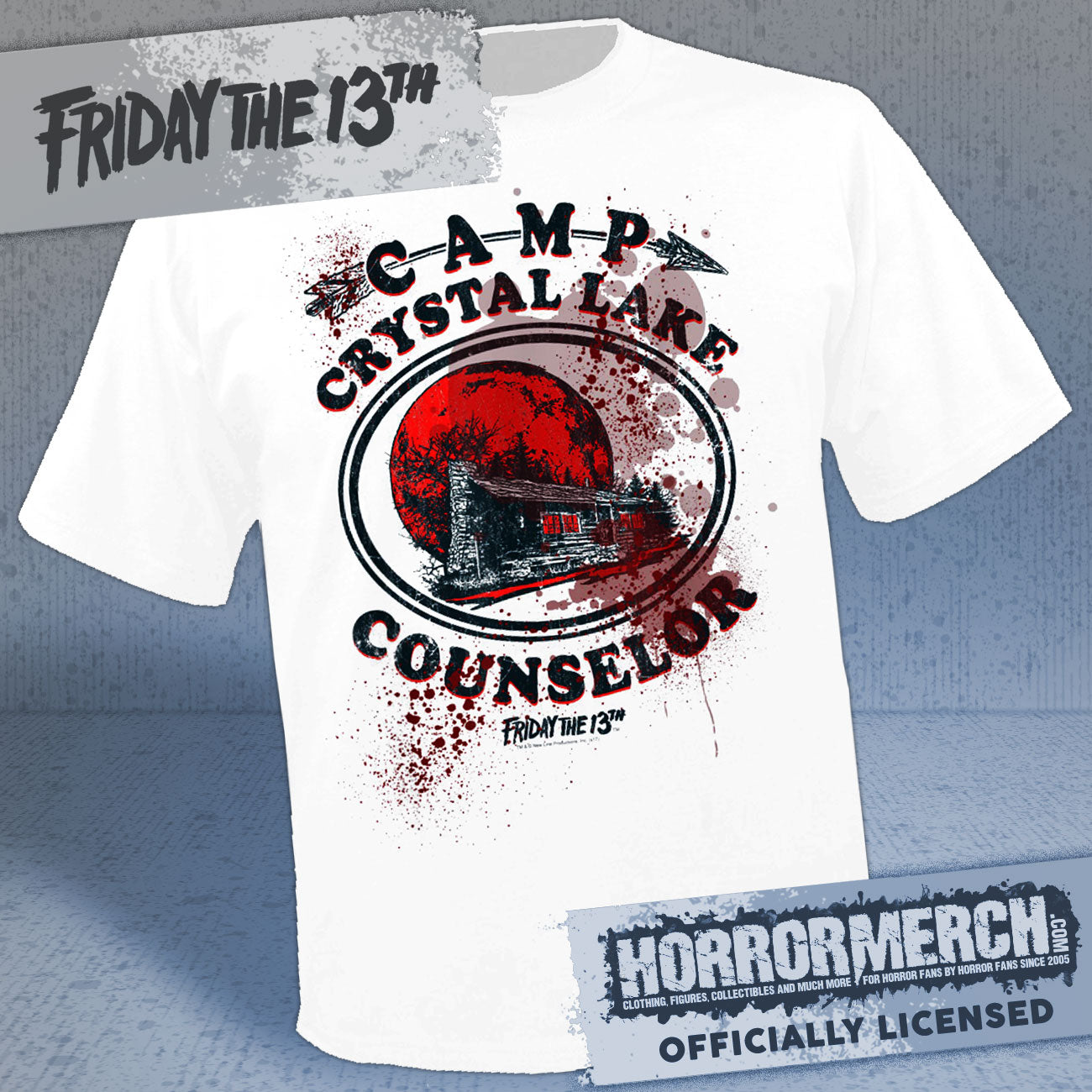 Friday The 13th - Camp Counselor (Bloody) Mens Shirt (White)