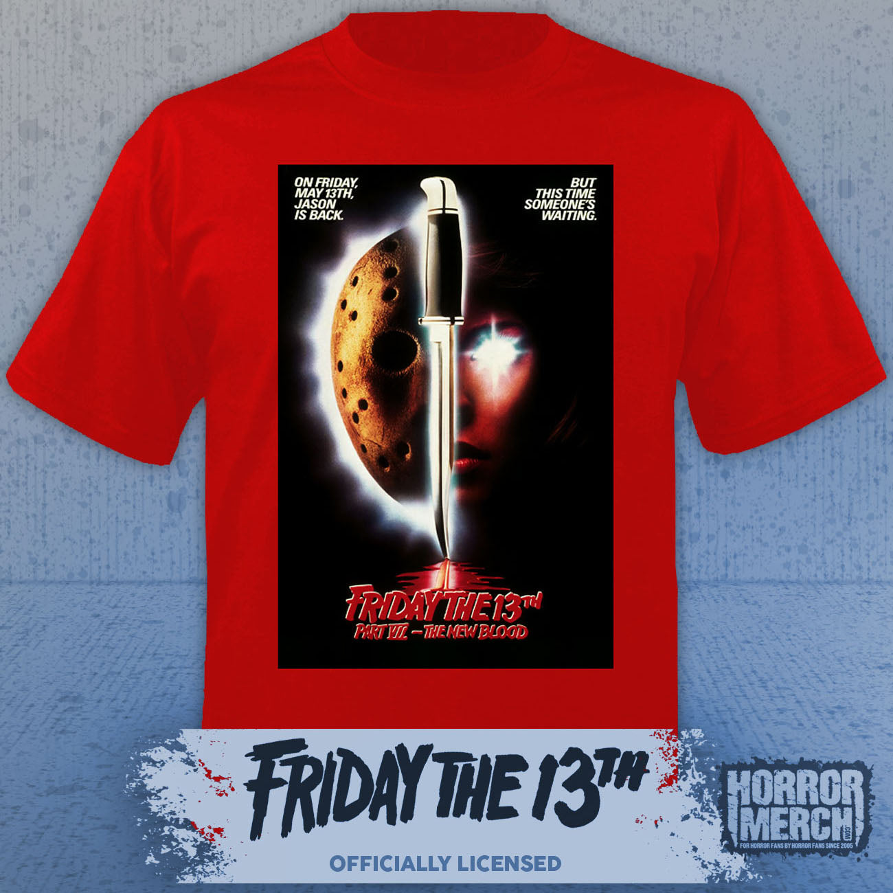 Friday The 13th - New Blood Poster Mens Shirt (Red)