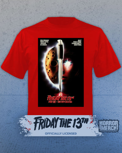 Friday The 13th - New Blood Poster Mens Shirt (Red)