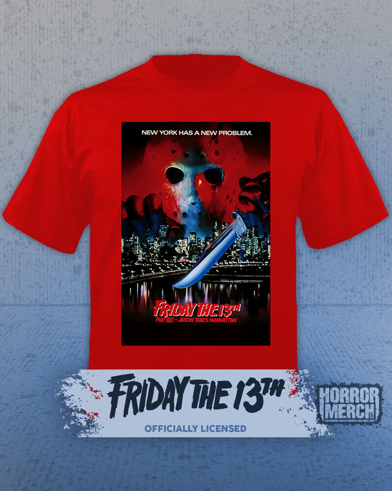 Friday The 13th - NY Poster Mens Shirt (Red)