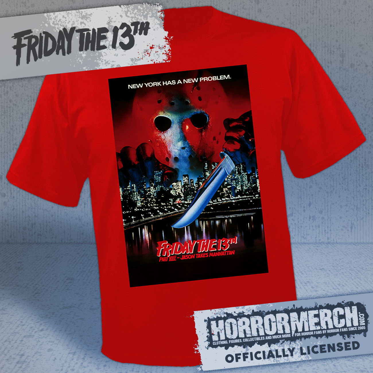 Friday The 13th - NY Poster Mens Shirt (Red)