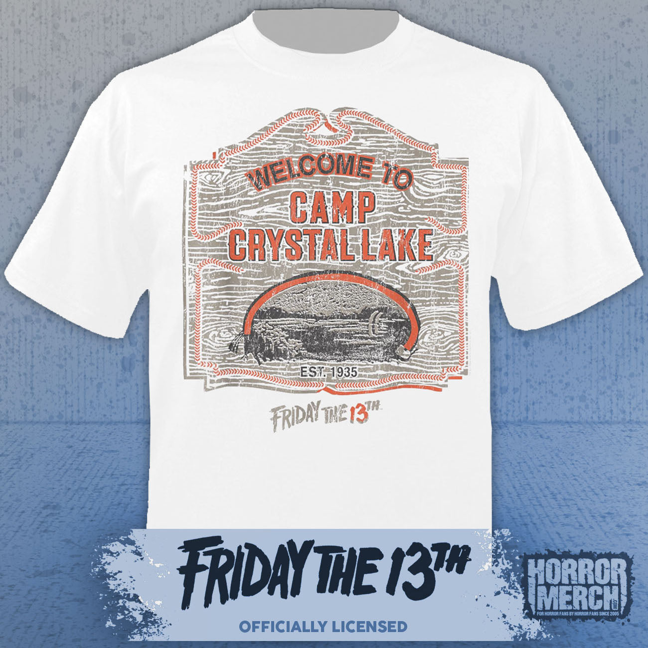 Friday The 13th - Crystal Lake Sign Mens Shirt (White)