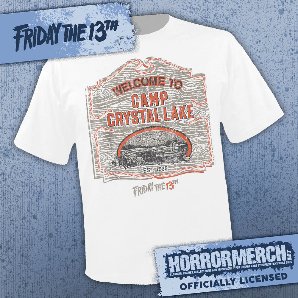 Friday The 13th - Crystal Lake Sign (White) Mens Shirt