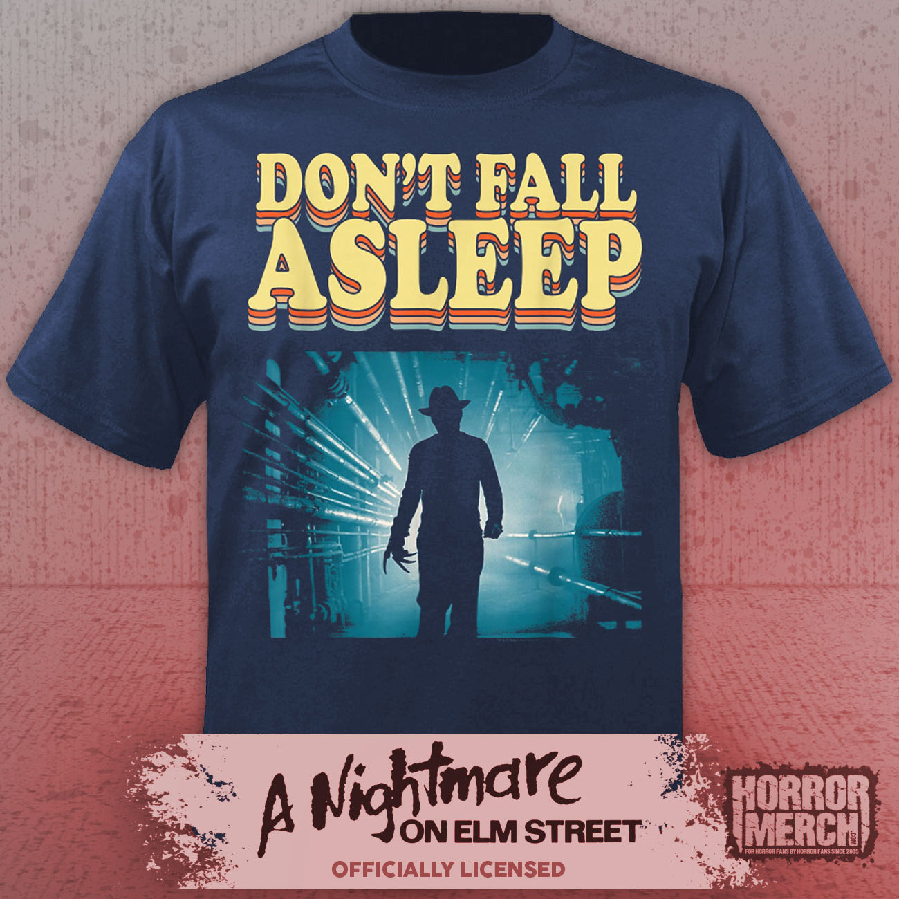 Nightmare On Elm Street - Dont Fall Asleep (Boiler Room) Mens Shirt (Blue)