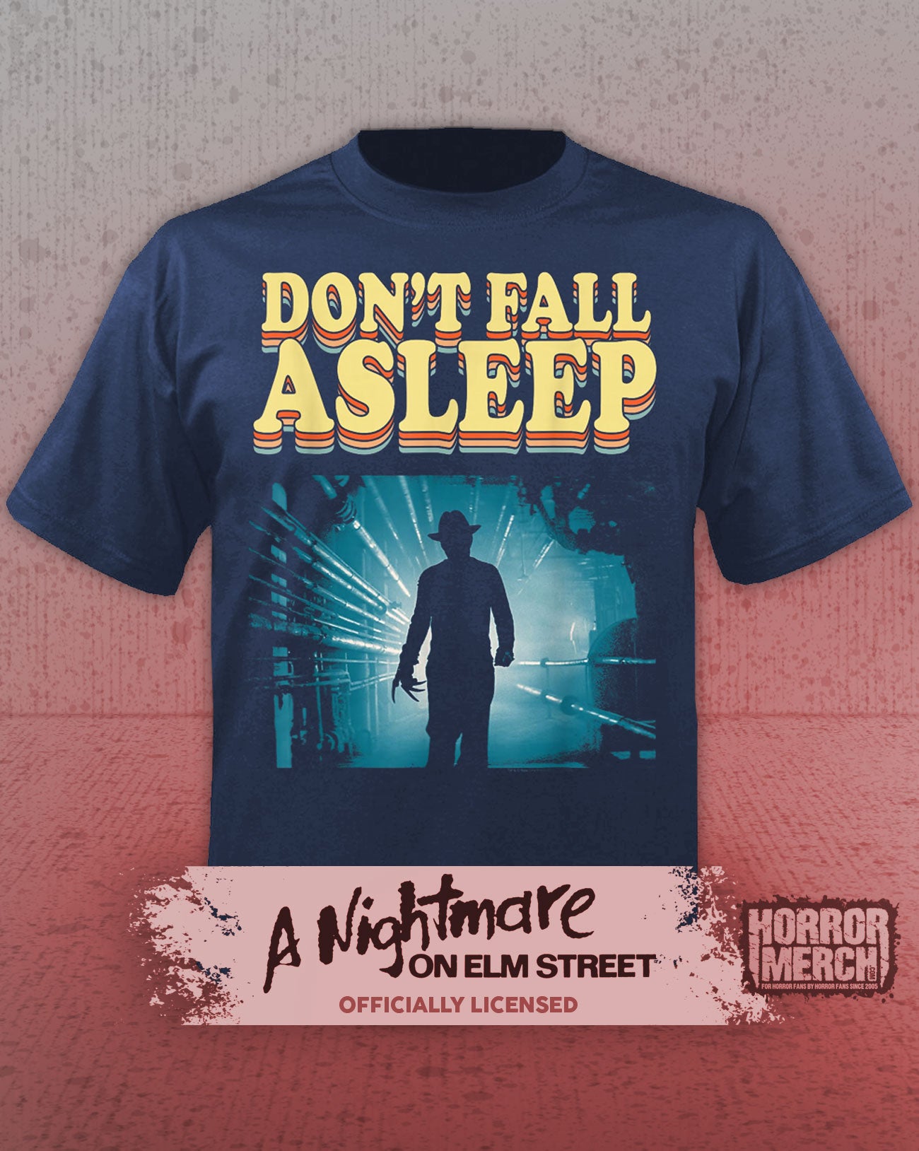 Nightmare On Elm Street - Dont Fall Asleep (Boiler Room) Mens Shirt (Blue)