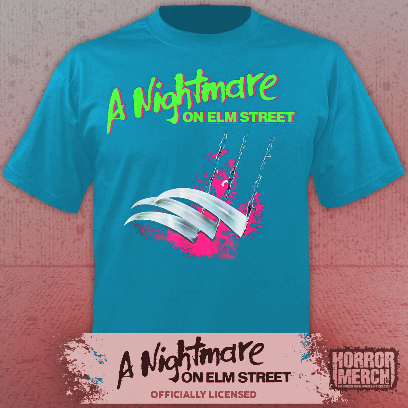 Nightmare On Elm Street - Neon Slash Slash Mens Shirt (Blue)
