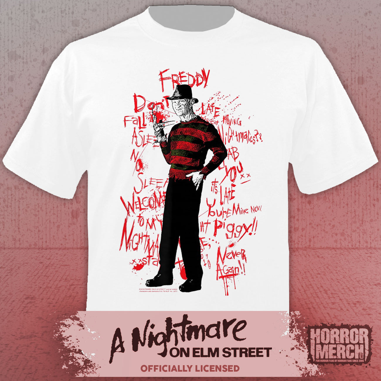 Nightmare On Elm Street - Scribble Mens Shirt (White)