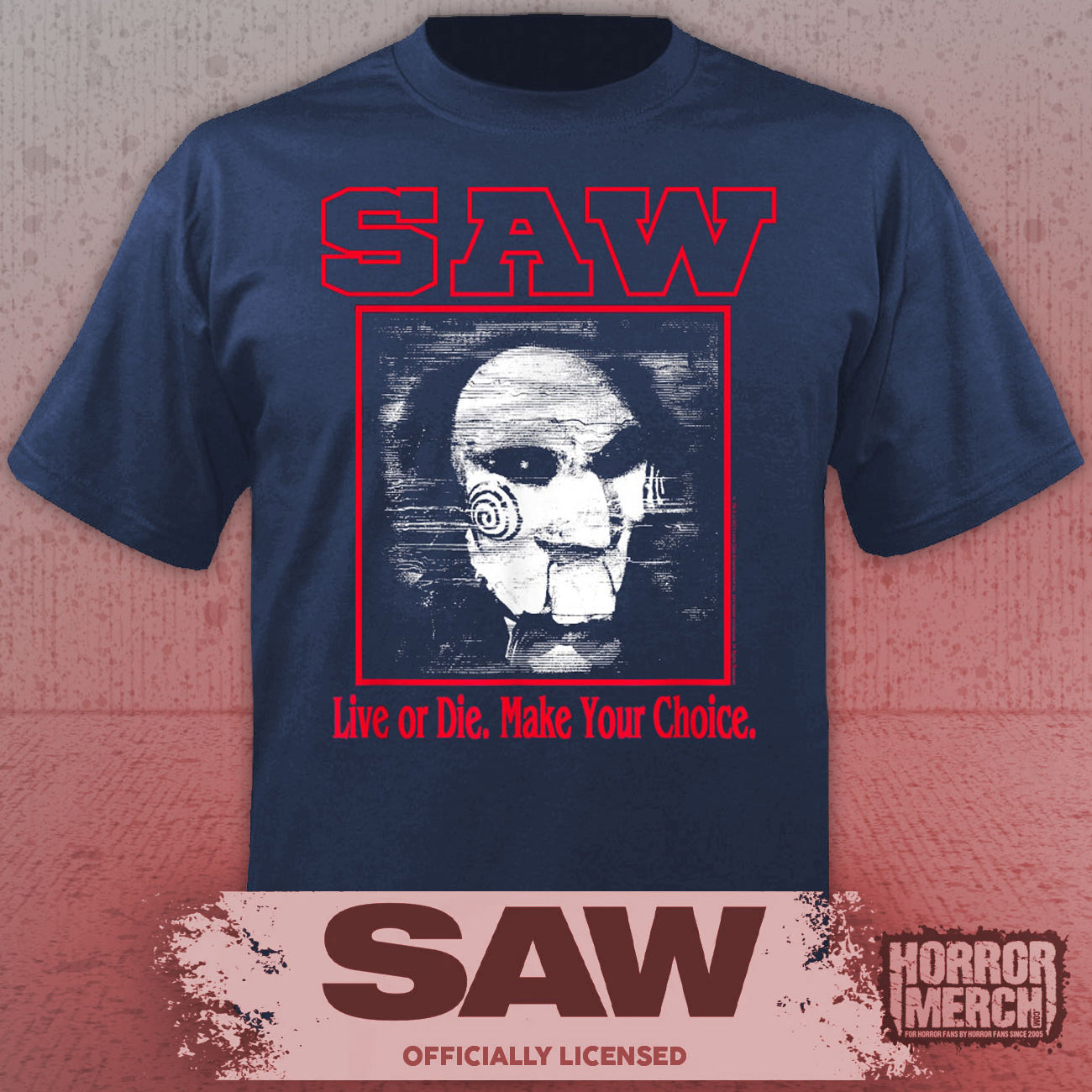 Saw - Live Or Die (Photo) Men's T-Shirt (Blue)