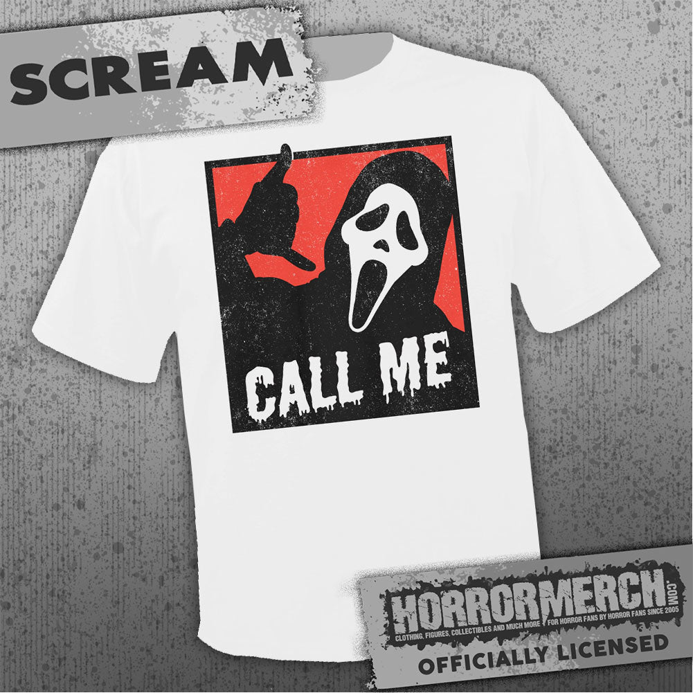 Scream - Call Me (Cartoon - White) Mens Shirt