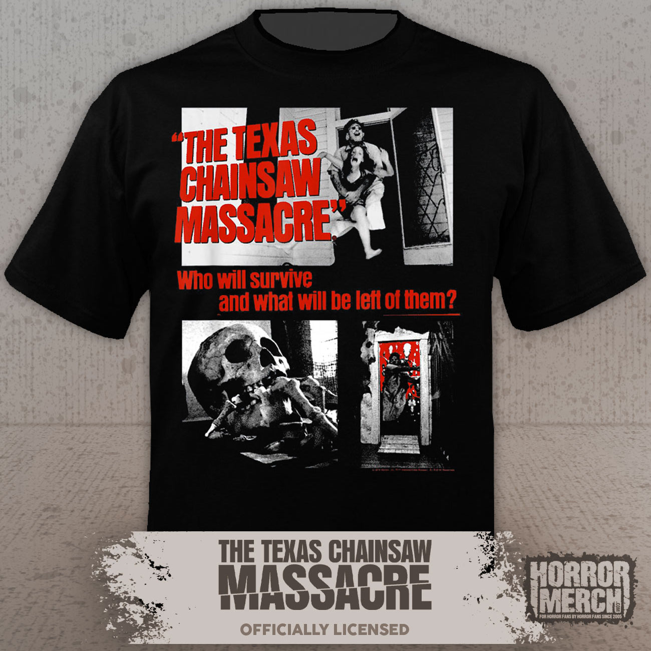 Texas Chainsaw Massacre - Collage (Who Will Survive) Mens Shirt