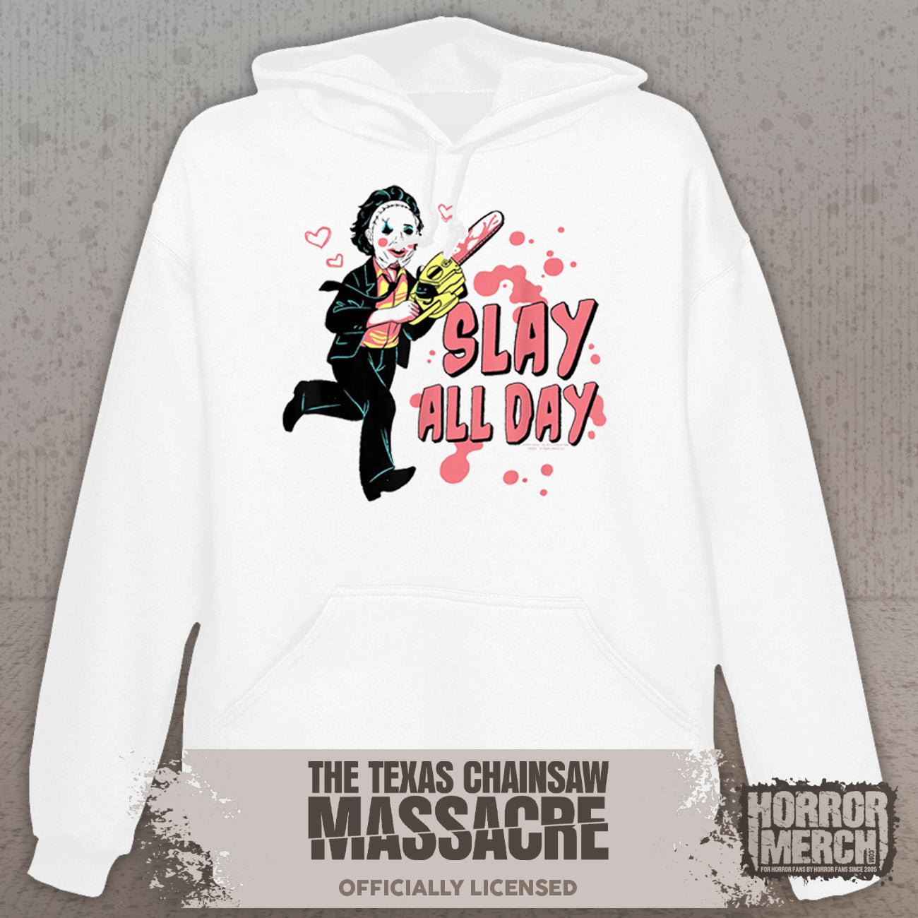 Texas Chainsaw Massacre - SLAY All Day Hooded Sweatshirt (White)