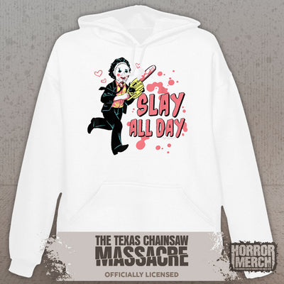 Texas Chainsaw Massacre - SLAY All Day Hooded Sweatshirt (White)
