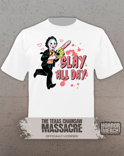 Texas Chainsaw Massacre - SLAY All Day Mens Shirt (White)
