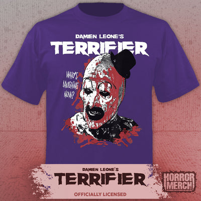 Terrifier - Whos Laughing Now Mens Shirt (Purple)