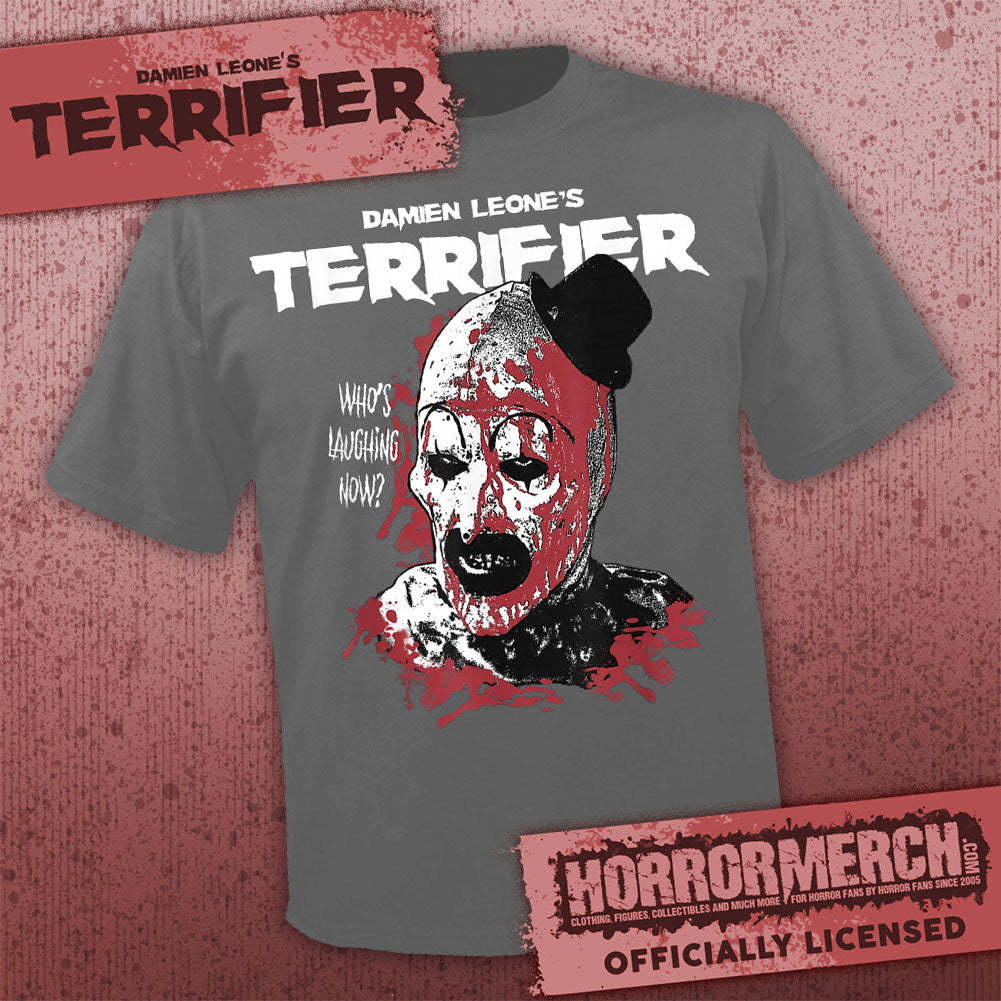 Terrifier - Whos Laughing Now (Gray) Mens Shirt