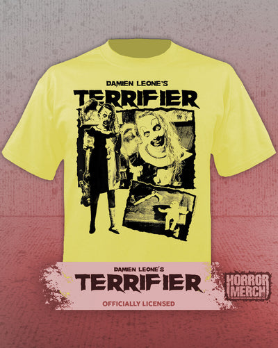 Terrifier - Girl Collage Womens Shirt (Yellow)