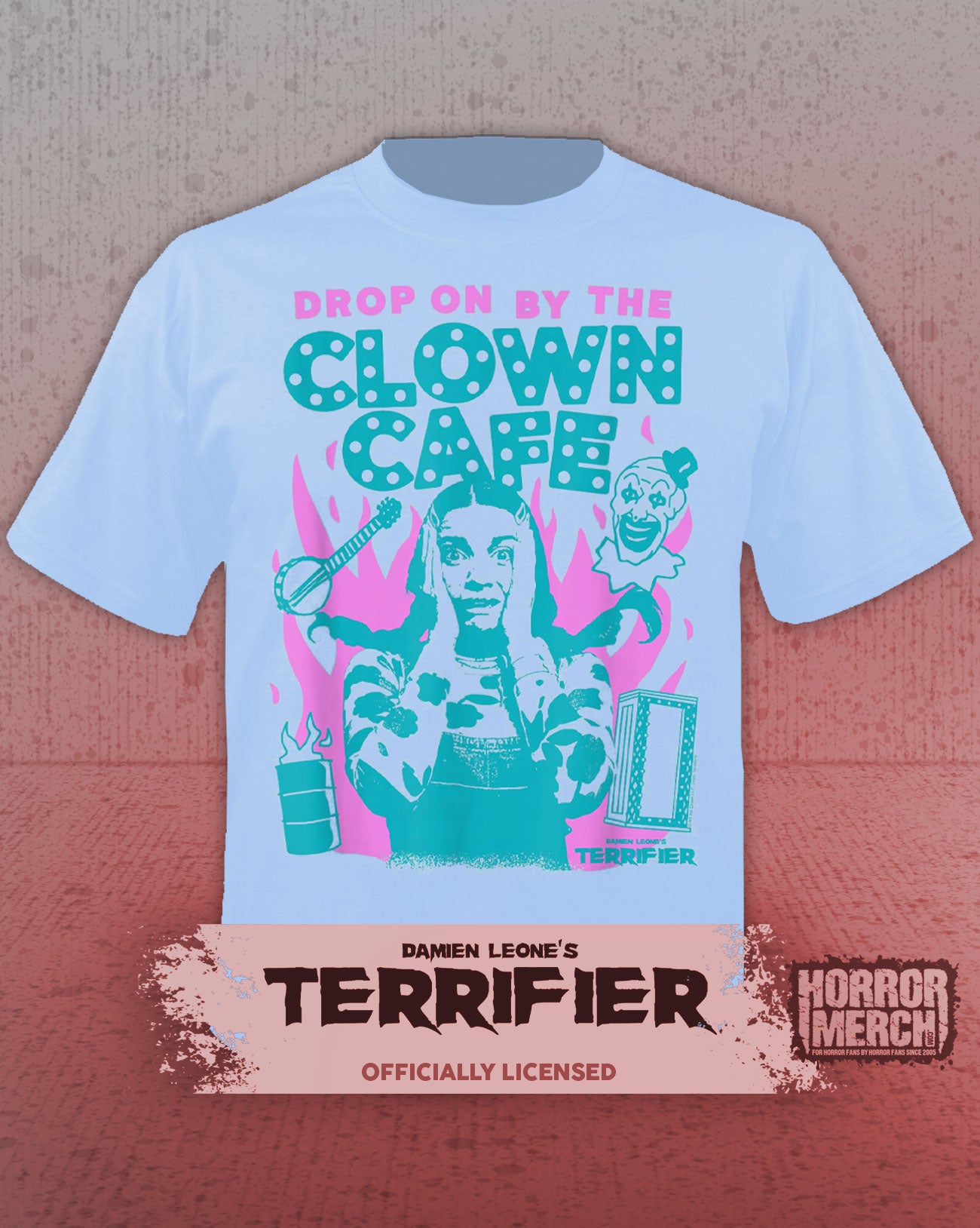 Terrifier - Clown Cafe Mens Shirt (Blue)