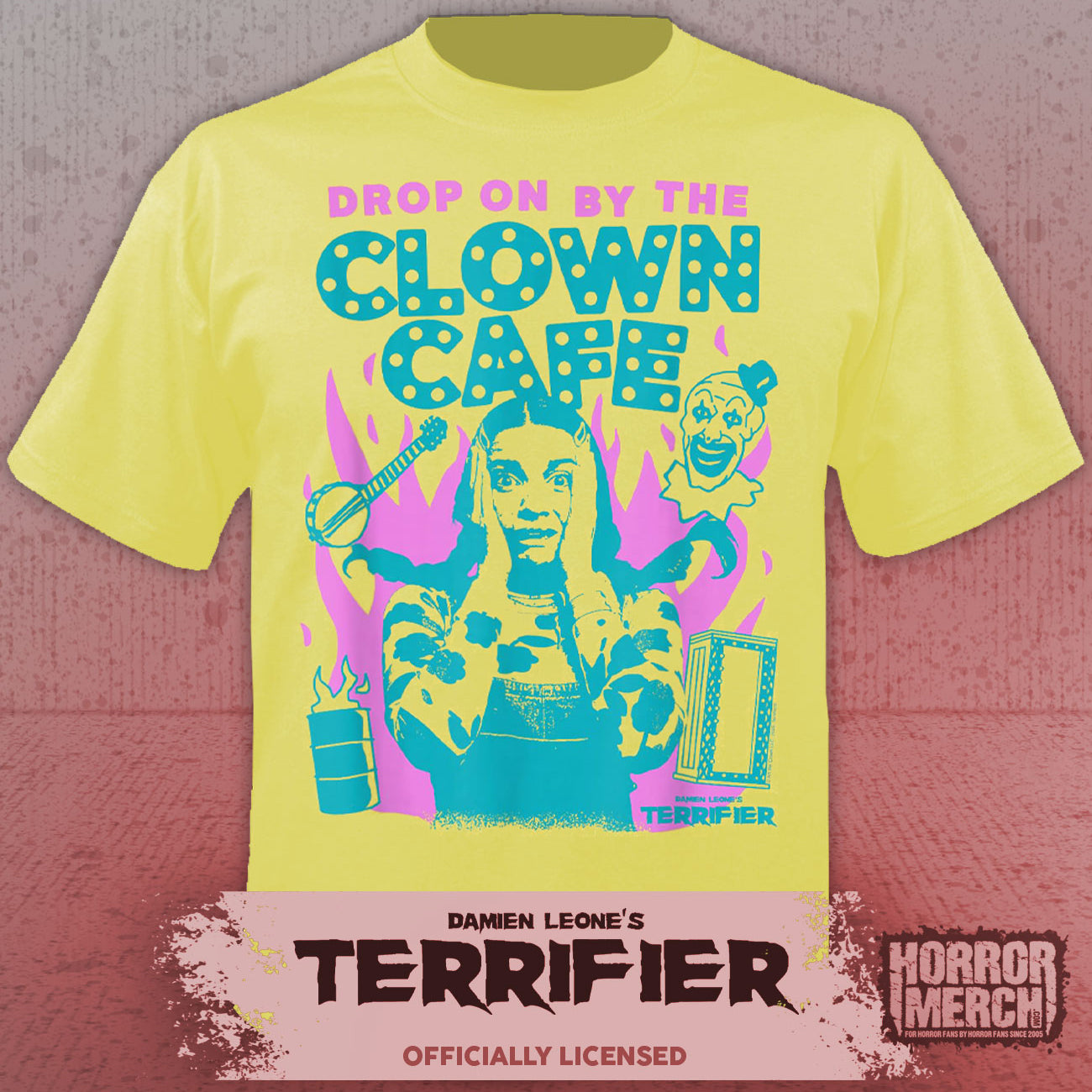 Terrifier - Clown Cafe Mens Shirt (Yellow)