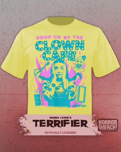 Terrifier - Clown Cafe Mens Shirt (Yellow)