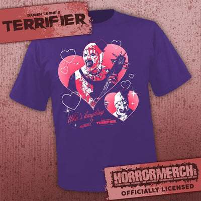 Terrifier - Hearts Collage Mens Shirt (Purple)