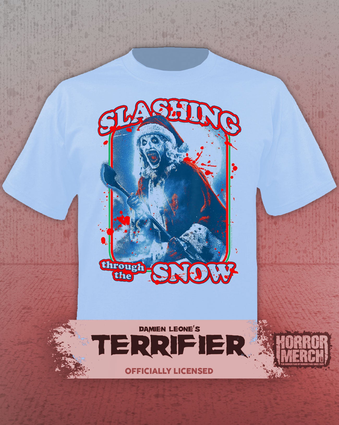 Terrifier - Slashing Through The Snow Mens Shirt (Blue)