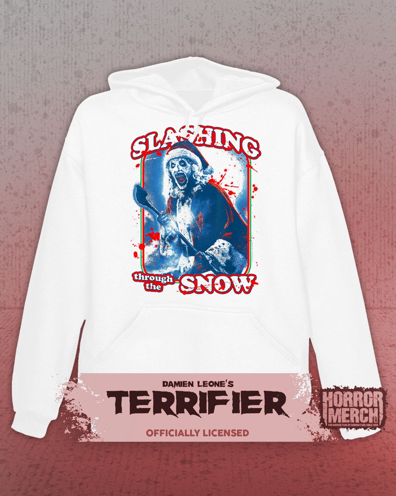 Terrifier - Slashing Through The Snow Hooded Sweatshirt (White)