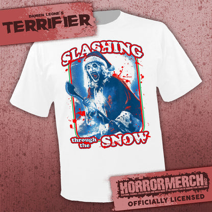 Terrifier - Slashing Through The Snow (White) Mens Shirt