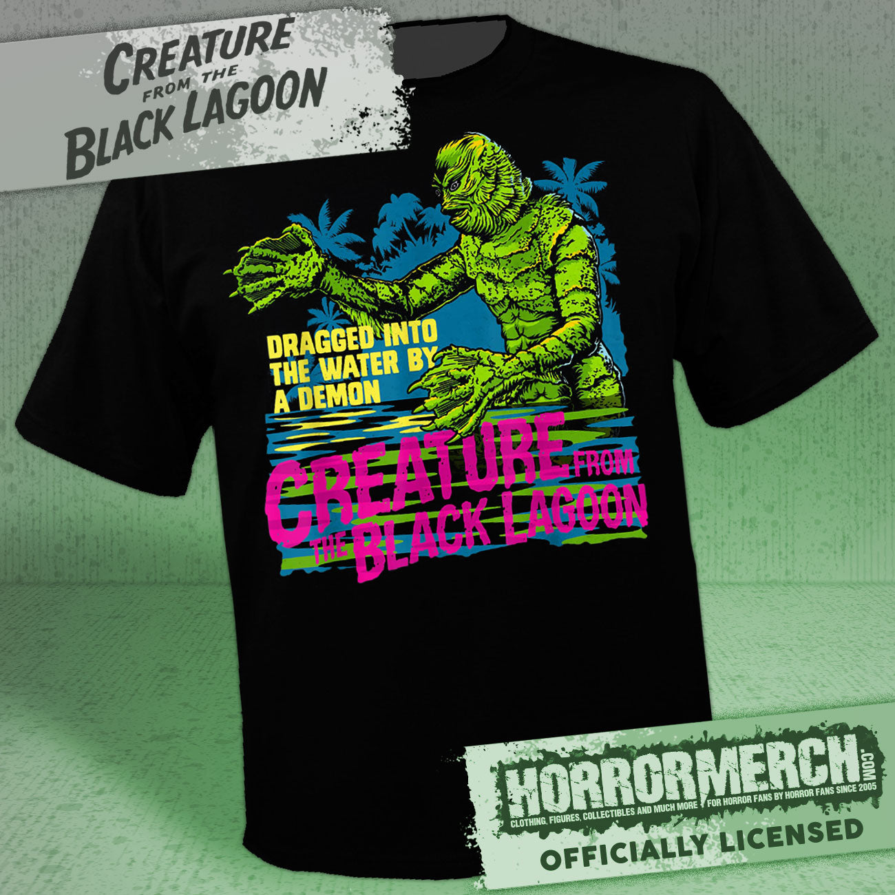 Creature From The Black Lagoon - Neon (Black) Mens Shirt
