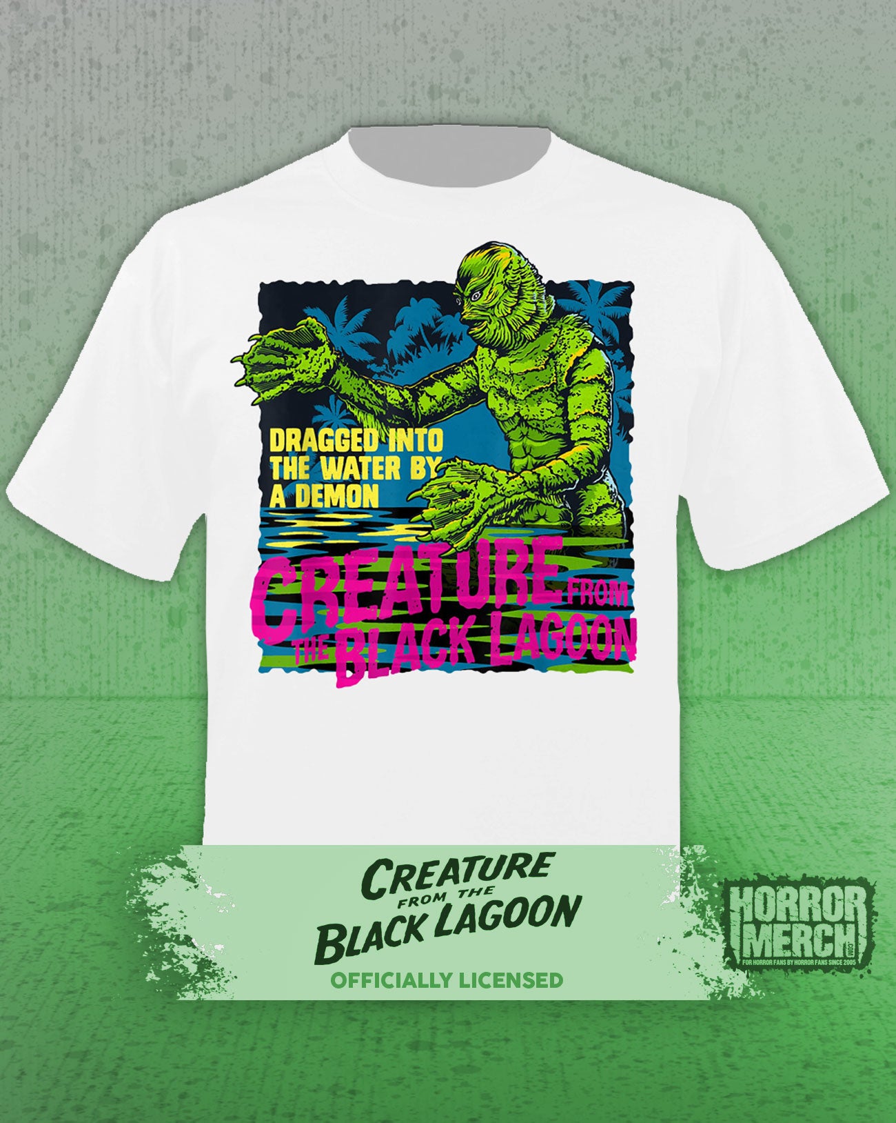 Creature From The Black Lagoon - Neon Mens Shirt (White)