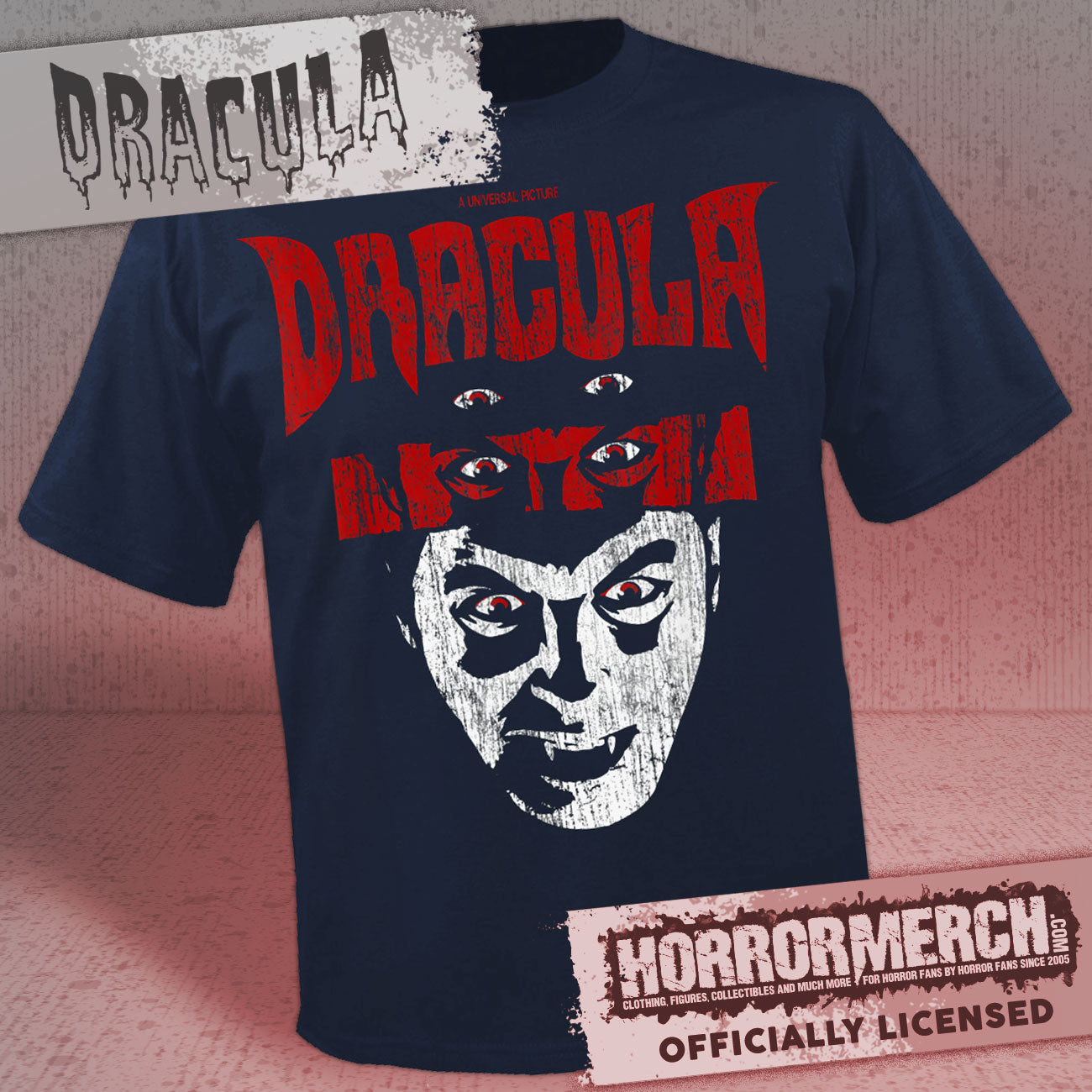 Dracula - Red Eyes (Navy) Mens Shirt