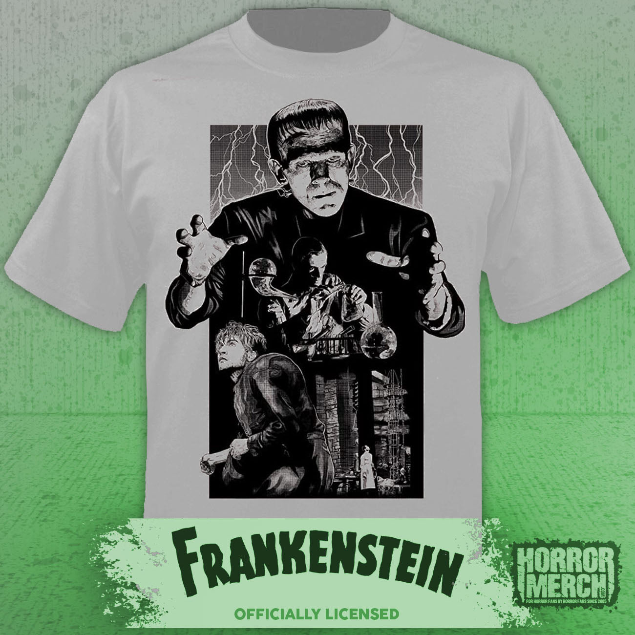 Frankenstein - Collage Mens Shirt (Gray)