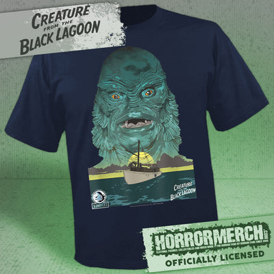 Creature From The Black Lagoon - Boat (Navy) Mens Shirt